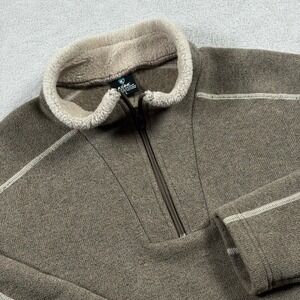 Kuhl Europa 1/4 Zip Fleece Pullover Mens Large Brown Alfpaca Gold Outdoor Hiking
